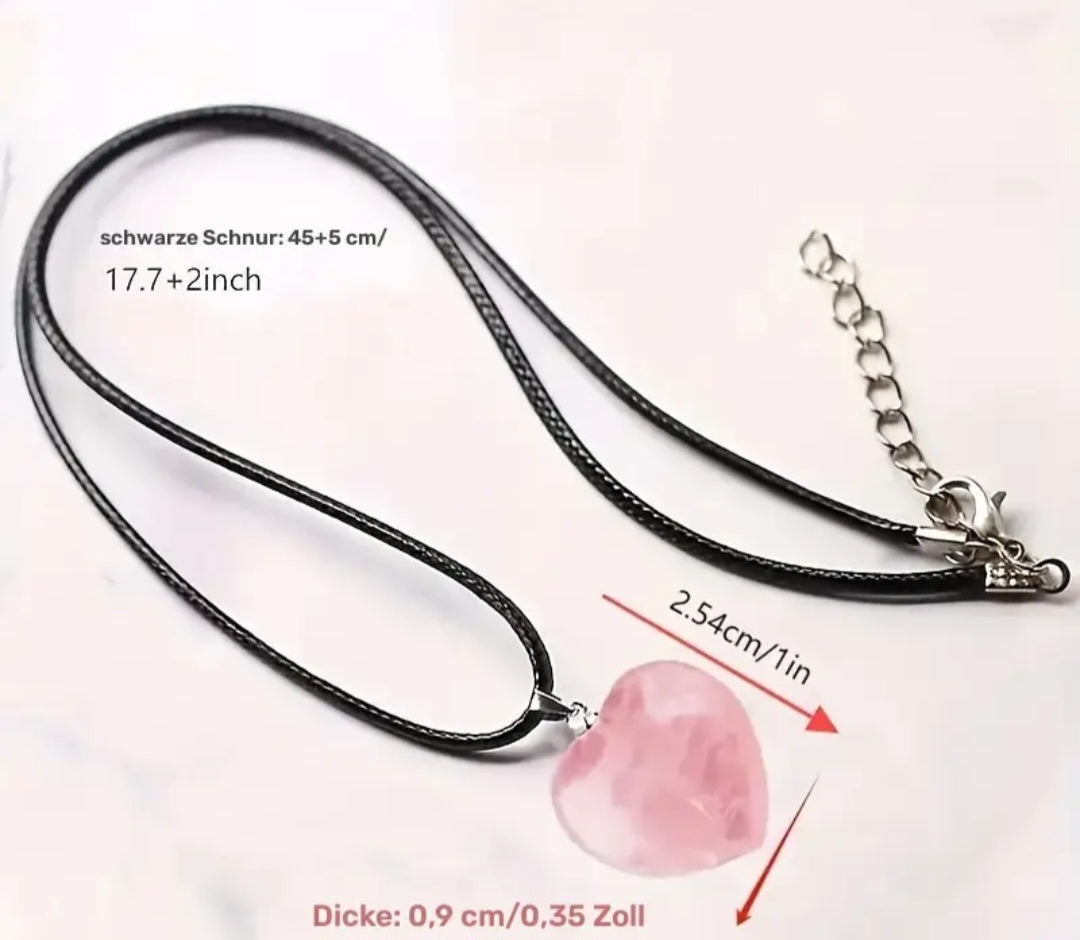Rosenquarz Herzkette